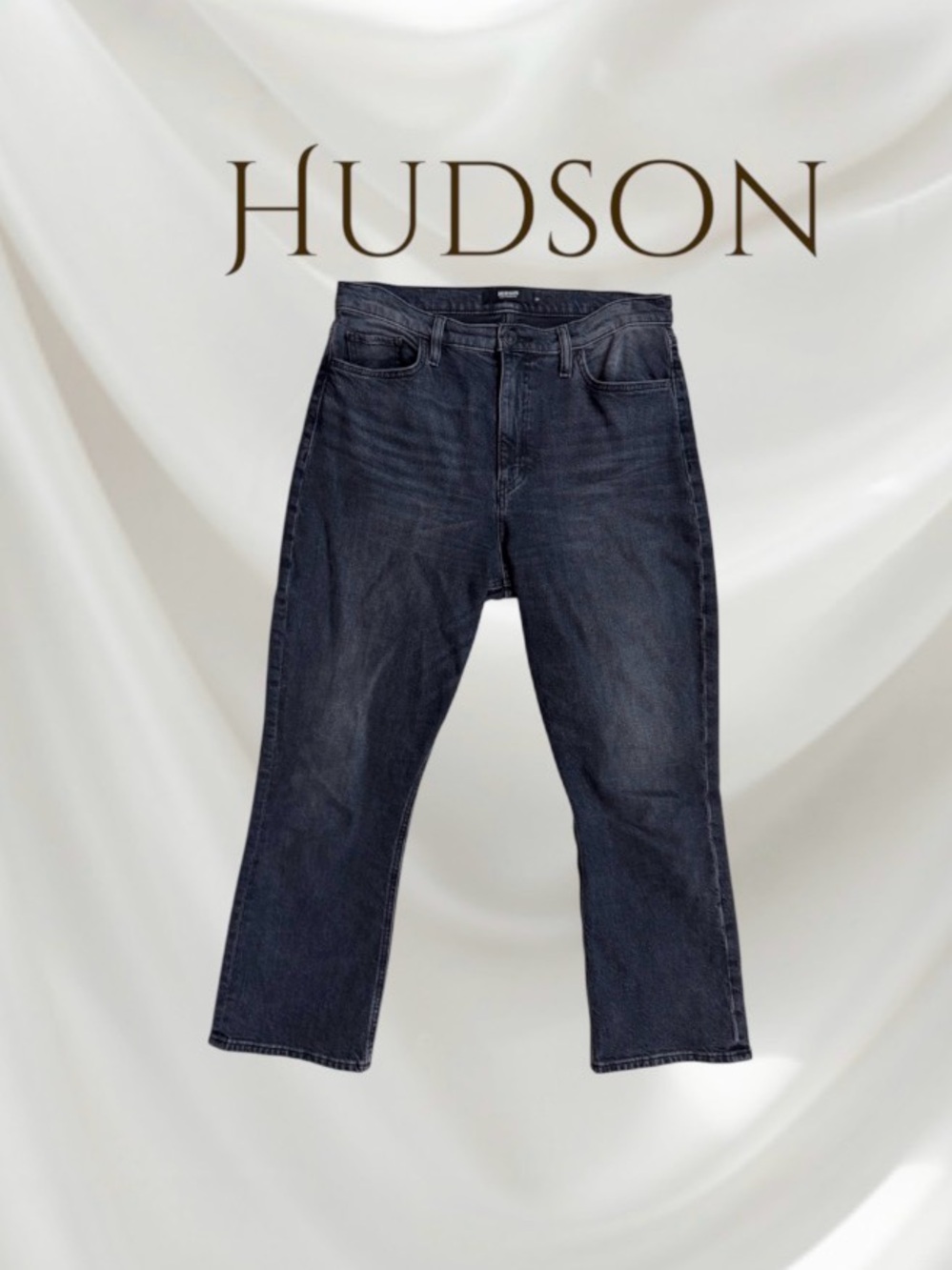 HUDSON Designer HI RISE black stonewash crop HOLLY BOOT JEANS WOMEN size 30 12